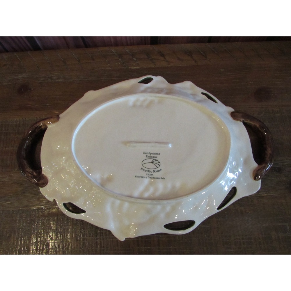 VTG 90s Pacific Rim Sonoma Hand Painted Ceramic Grape Serving Tray Platter 14" - Picture 5 of 6